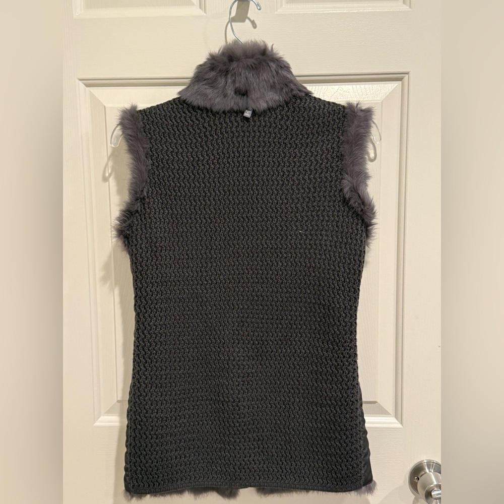 Neiman Marcus Charcoal Fur Reversible Vest View 4